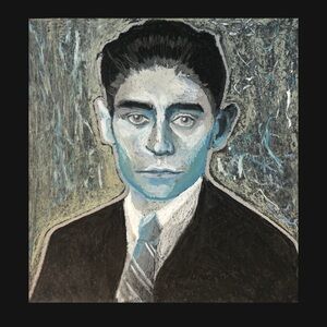Franz Kafka Portrait Oil Pastel and Charcoal 12x12 glass framed
